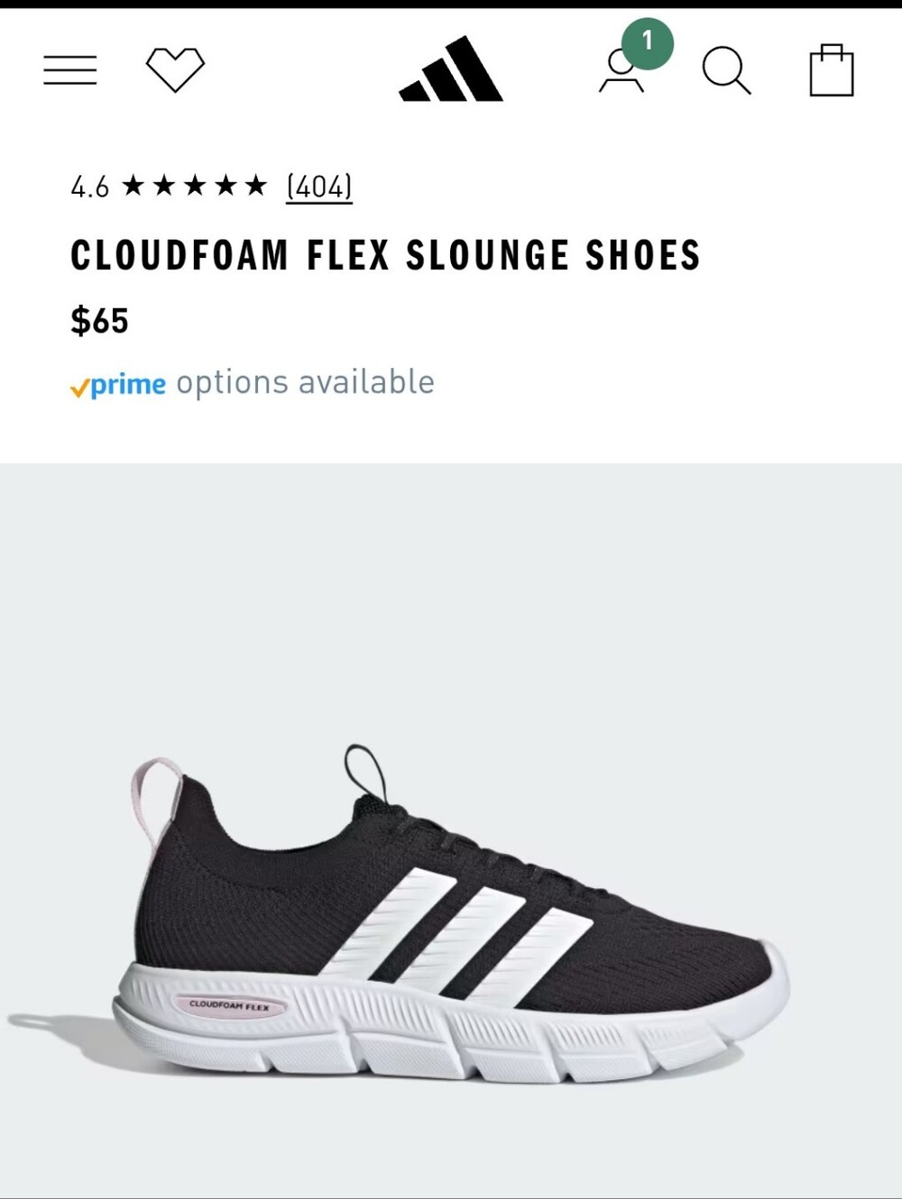 Womens adidas Black and White Cloudfoam Flex Sneakers Wide Nwt